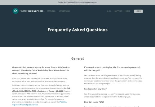 
                            7. Pivotal Web Services | FAQ