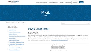 
                            7. Piwik Login Error – CivicEngage Help Center