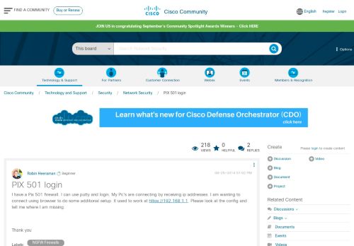 
                            2. PIX 501 login - Cisco Support Community