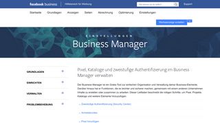 
                            1. Pixel, Kataloge und Sicherheit im Business Manager ... - Facebook