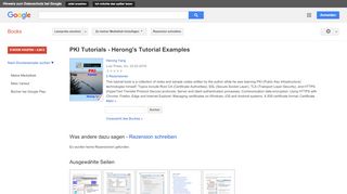 
                            11. PKI Tutorials - Herong's Tutorial Examples - Google Books-Ergebnisseite