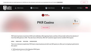 
                            11. PKR Casino - Get €900 welcome bonus + 100 freespins | JohnSlots.com