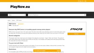 
                            1. PKR Casino | PlayNow.eu Casino Reviews