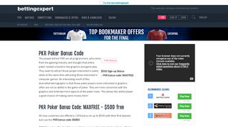 
                            7. PKR Poker Bonus Code MAXFREEfor 125% up to $500 bonus