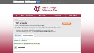
                            11. Plan Details - Vassar College - Fidelity Investments