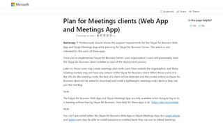 
                            9. Plan for Meetings clients (Web App and Meetings App) | Microsoft Docs
