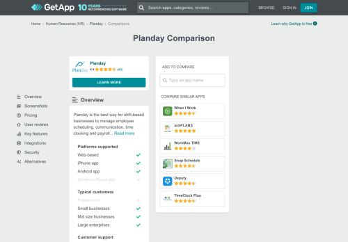 
                            12. Planday Comparison with Similar Apps | GetApp®