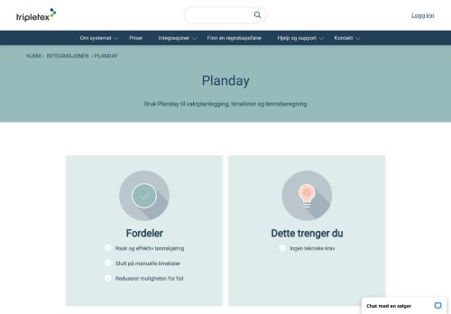 
                            4. Planday - vaktplanlegging, timelister og lønnsberegning - Tripletex