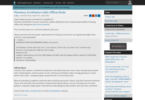 
                            12. Planetary Annihilation Adds Offline Mode | GamingOnLinux