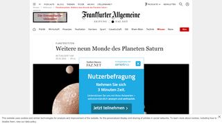 
                            11. Planetensystem: Weitere neun Monde des Planeten Saturn - FAZ