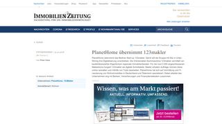 
                            13. PlanetHome übernimmt 123makler - Immobilien Zeitung