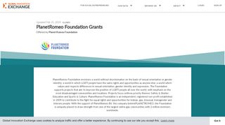 
                            6. PlanetRomeo Foundation Grants - Global Innovation Exchange