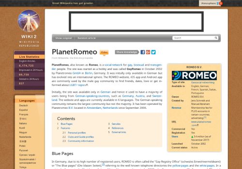 
                            13. PlanetRomeo — Wikipedia Republished // WIKI 2