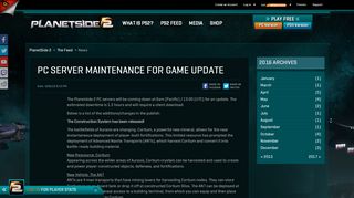 
                            10. PlanetSide 2 - News - PC Server Maintenance for Game Update