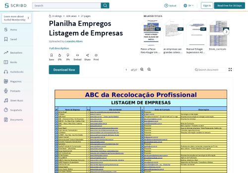 
                            6. Planilha Empregos Listagem de Empresas - Scribd