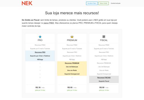 
                            2. Planos e Preços | Programa NEX