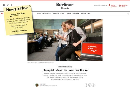 
                            8. Planspiel Börse der Sparkasse in Berlin - Berliner Akzente Online