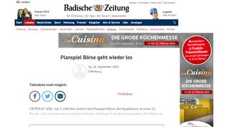 
                            7. Planspiel Börse geht wieder los - Offenburg - Badische Zeitung