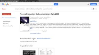 
                            11. Plasma Production By Laser Ablation: Ppla 2003