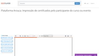 
                            9. Plataforma Arouca. Impressão de certificados pelo participante do ...