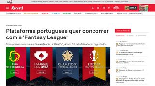 
                            9. Plataforma portuguesa quer concorrer com a 'Fantasy League' - Record