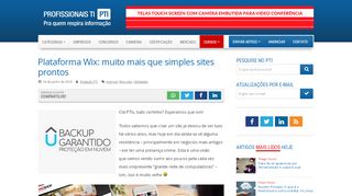 
                            11. Plataforma Wix: muito mais que simples sites prontos - Profissionais TI