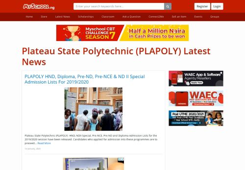 
                            13. Plateau State Polytechnic (PLAPOLY) Latest News - Myschool