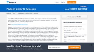 
                            9. Platform similar to Twicecoin | C Programming | Software Architecture