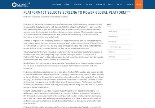 
                            4. Platform161 Selects Screen6 to Power Global Platform - Screen6 ...