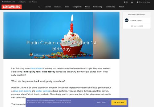 
                            8. Platin Casino celebrate their 1st birthday - AskGamblers