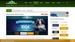 
                            12. Platincasino: Übersicht, Bonus, Spiele & Bewertungen - GambleJoe