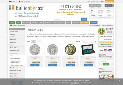
                            9. Platinum Coins - Buy Platinum Coins Online | BullionByPost®