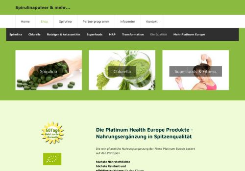 
                            10. Platinum Health Europe Nahrungsergänzung - Spirulina Presslinge