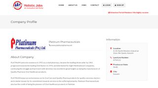 
                            8. Platinum Pharmaceuticals at Holistic Jobs