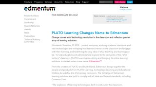 
                            2. PLATO Learning Changes Name to Edmentum | Edmentum