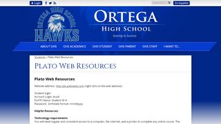 
                            5. Plato Web Resources – Students – Ortega High School