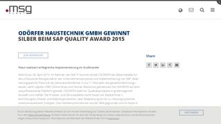 
                            9. Plaut aktuell: ODÖRFER Haustechnik GmbH gewinnt Silber beim SAP ...