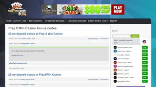 
                            11. Play 2 Win Casino no deposit bonus codes