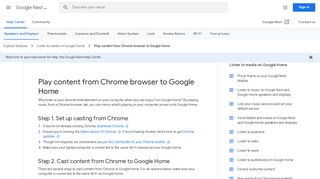 
                            13. Play content from Chrome browser to Google Home - Google Support