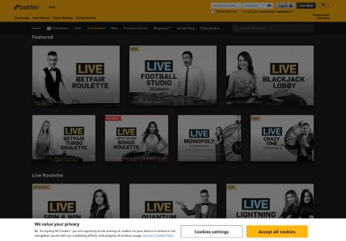 
                            4. Play Live Casino Games Online | Betfair Casino Live