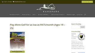 
                            8. Play More Golf for as low as R475/month (Ages ... - Randpark Golf Club
