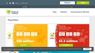 
                            2. Play national Lottery games online | Irish National Lottery - Lottery.ie