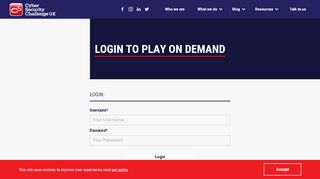 
                            10. Play on Demand Login - Cyber Security Challenge UK