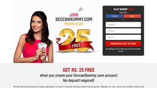 
                            8. Play rummy online – Register Free – Get Rs. 25 Bonus - Deccan Rummy