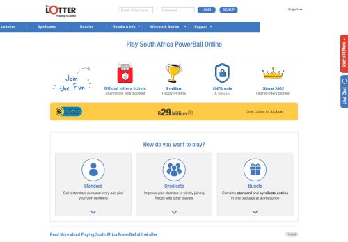 
                            3. Play South Africa PowerBall Online | SA Lottery | theLotter