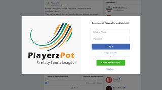 
                            6. PlayerzPot - Fantasy Cricket Daily, Login & Play Online !... | Facebook