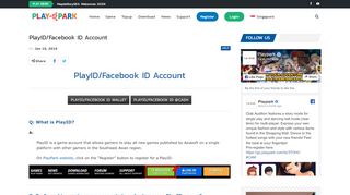 
                            3. PlayID/Facebook ID Account - Playpark