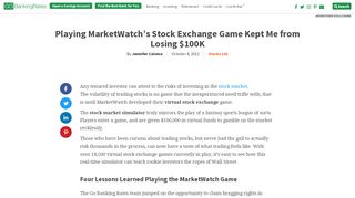 
                            9. Playing MarketWatch's Stock Exchange Game Kept Me from Losing ...