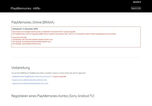 
                            8. PlayMemories Online (BRAVIA) HELP | Vorbereitung