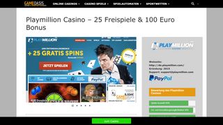 
                            5. Playmillion Casino - 25 Freispiele geschenkt & bis 100 Euro Bonus!